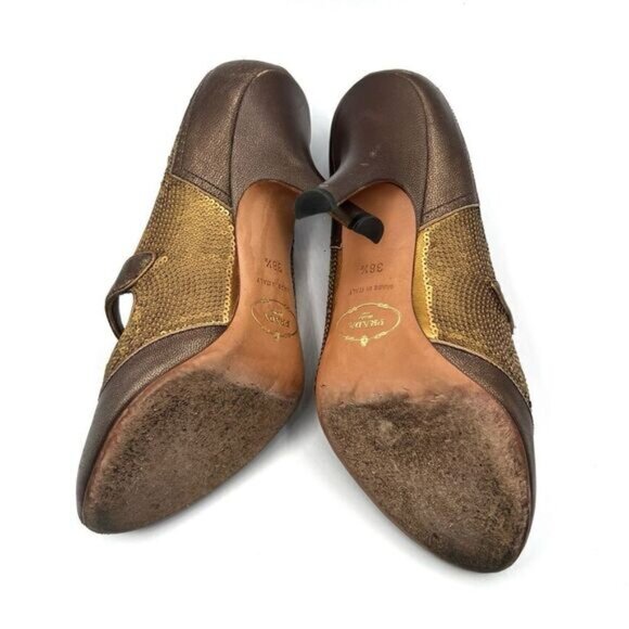 Prada vintage sequin Peep toe pump Sz 385 - Picture 11 of 14